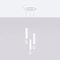 Lampy-sufitowe - lampa wisząca sufitowa potrójna zwisające tuby biała nowoczesna liro sl.1694 sollux 