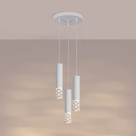 Lampy-sufitowe - lampa wisząca sufitowa potrójna zwisające tuby biała nowoczesna liro sl.1694 sollux 