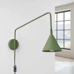 Kinkiety-do-salonu - kinkiet lampa ścienna na wysięgniku nox zielona oliwka sollux sl.1700 