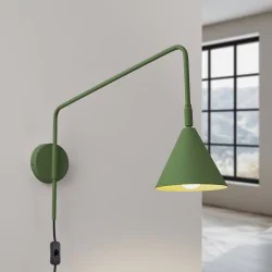 Kinkiety-do-salonu - kinkiet lampa ścienna na wysięgniku nox zielona oliwka sollux sl.1700 