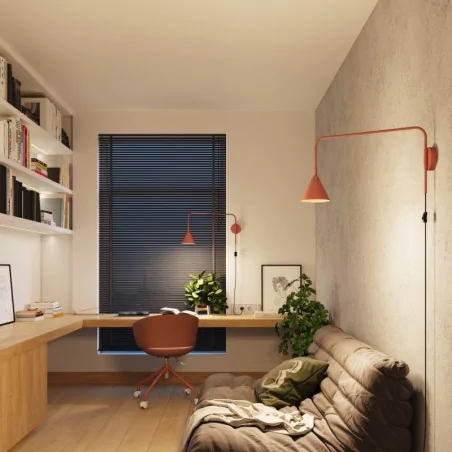 Kinkiety-do-salonu - kinkiet na wysięgniku nad łóżko nox ochra czerwona sollux sl.1701 