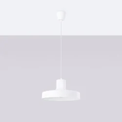 Lampy-sufitowe - lampa wisząca owalna nad stół kuchenny bilo biała sollux sl.1702 