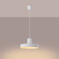 Lampy-sufitowe - lampa wisząca owalna nad stół kuchenny bilo biała sollux sl.1702 