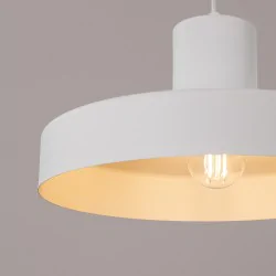 Lampy-sufitowe - lampa wisząca owalna nad stół kuchenny bilo biała sollux sl.1702 