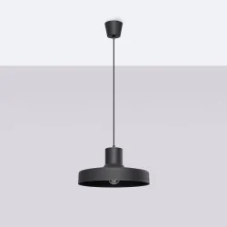 Lampy-sufitowe - lampa wisząca nowoczesna e27 bilo czarna sollux sl.1703 