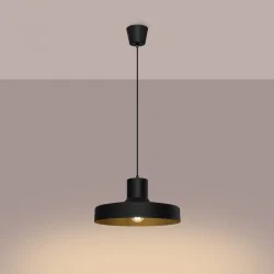 Lampy-sufitowe - lampa wisząca nowoczesna e27 bilo czarna sollux sl.1703 
