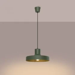 Lampy-sufitowe - lampa wisząca sufitowa nad wyspę kuchenną bilo zielona oliwka sollux sl.1705 