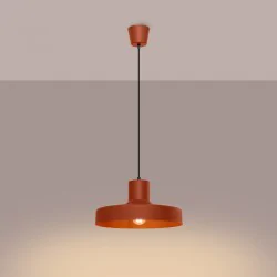 Lampy-sufitowe - lampa wisząca sufitowa nad stół bilo ochra czerwona sollux sl.1706 