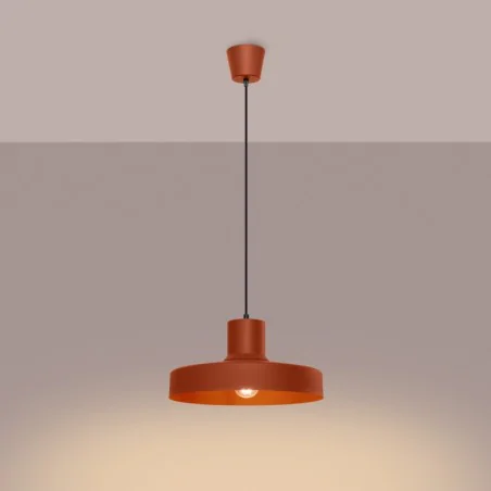Lampy-sufitowe - lampa wisząca sufitowa nad stół bilo ochra czerwona sollux sl.1706 