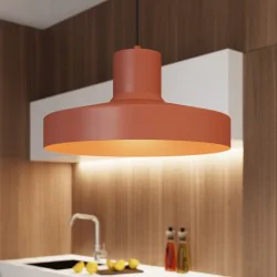 Lampy-sufitowe - lampa wisząca sufitowa nad stół bilo ochra czerwona sollux sl.1706 