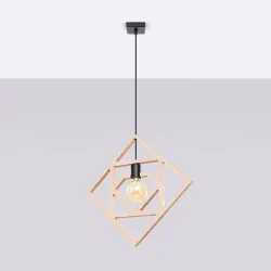 Lampy-sufitowe - lampa wisząca naturalna drewniana geometryczna caro sollux sl.1757 