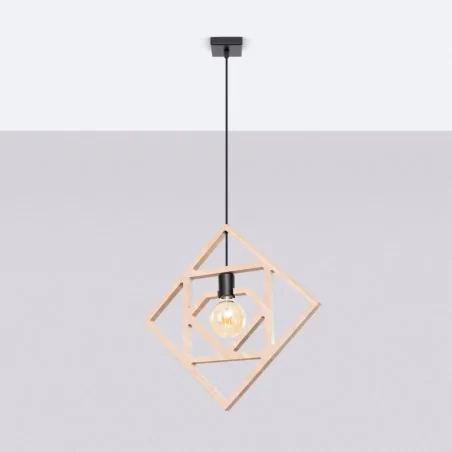 Lampy-sufitowe - lampa wisząca naturalna drewniana geometryczna caro sollux sl.1757 