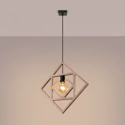 Lampy-sufitowe - lampa wisząca naturalna drewniana geometryczna caro sollux sl.1757 
