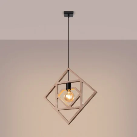 Lampy-sufitowe - lampa wisząca naturalna drewniana geometryczna caro sollux sl.1757 