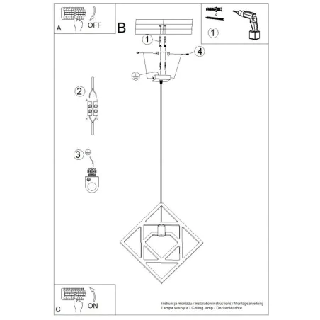 Lampy-sufitowe - lampa wisząca naturalna drewniana geometryczna caro sollux sl.1757 