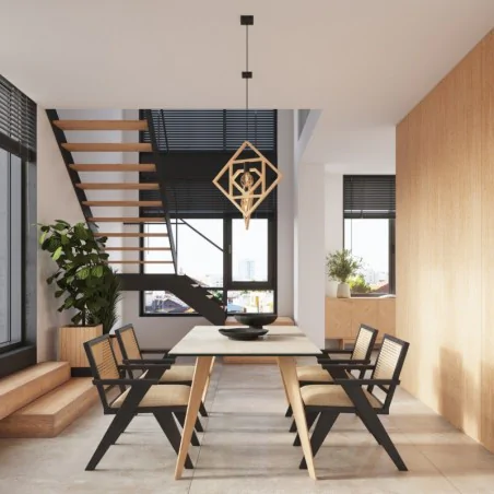 Lampy-sufitowe - lampa wisząca naturalna drewniana geometryczna caro sollux sl.1757 