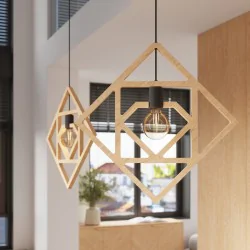 Lampy-sufitowe - lampa wisząca naturalna drewniana geometryczna caro sollux sl.1757 