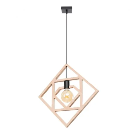 Lampy-sufitowe - lampa wisząca naturalna drewniana geometryczna caro sollux sl.1757 