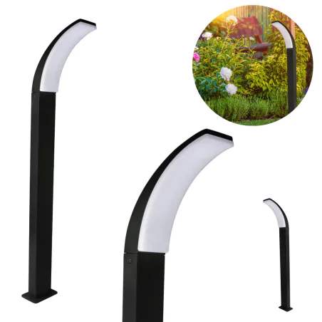 Lampy-ogrodowe-stojace - lampa stojąca ogrodowa zewnętrzna led czarna neutralna 4000k 12w amy 331366 polux-goldlux 