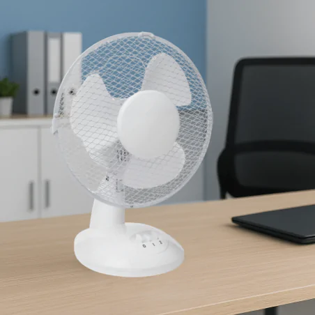 Wentylatory-na-biurko - wentylator biurkowy biały stojący z oscylacją 9 cali i00120290 tevo 