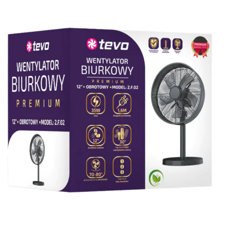 Wentylatory-na-biurko - wentylator stołowy czarny 12'' loft o mocy 30w i00146833 tevo 