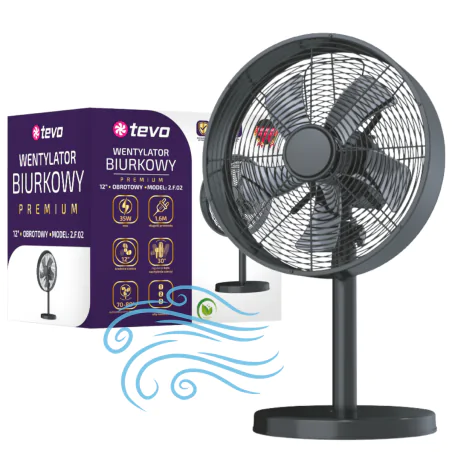 Wentylatory-na-biurko - wentylator stołowy czarny 12'' loft o mocy 30w i00146833 tevo 