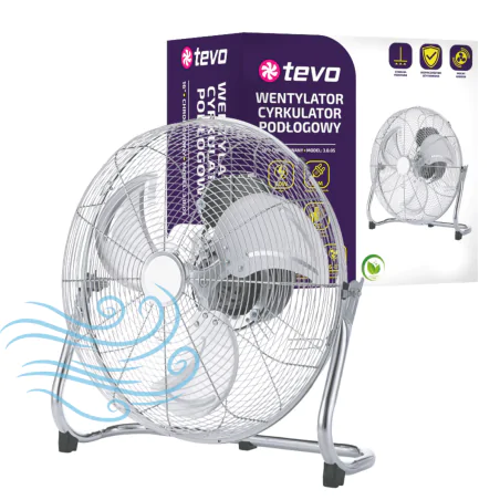 Wentylatory-podlogowe - wentylator podłogowy cyrkulator 16'' chromowany 60w tevo 