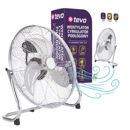 Wentylatory-podlogowe - cyrkulator podłogowy wiatrak mocny srebrny 18 cali 120w tevo 
