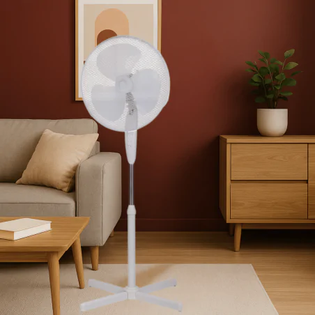 Wentylatory-podlogowe - wentylator podłogowy obrotowy 16 cali 45w biały tevo 