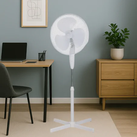 Wentylatory-podlogowe - wentylator podłogowy obrotowy 16 cali 45w biały tevo 