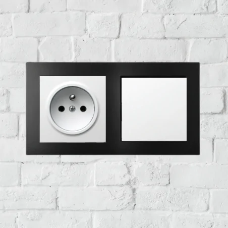 Ramki-podwojne - ramka podwójna instalacyjna czarny metalik do gniazd i włączników z serii as ospel r-2g/33 