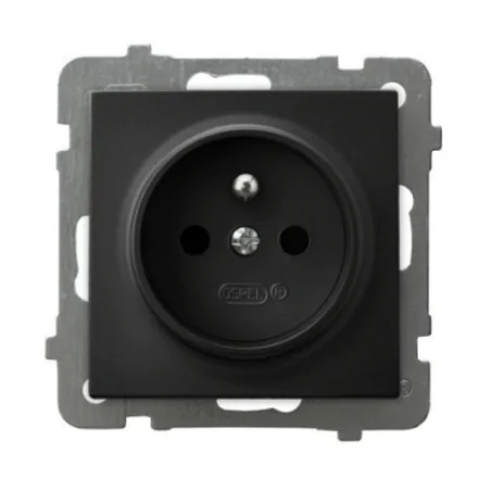 Gniazda-pojedyncze-podtynkowe - kontakt elektryczny podtynkowy czarny metalik do ramek serii as ospel gp-1gz/m/33 