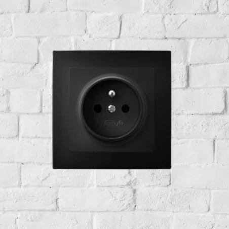 Gniazda-pojedyncze-podtynkowe - kontakt elektryczny podtynkowy czarny metalik do ramek serii as ospel gp-1gz/m/33 