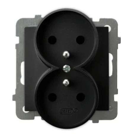 Gniazda-podwojne-podtynkowe - gniazdo podwójne podtynkowe elektryczne czarny metalik z uziemieniem do ramek serii as ospel gp-2grz/m/33 