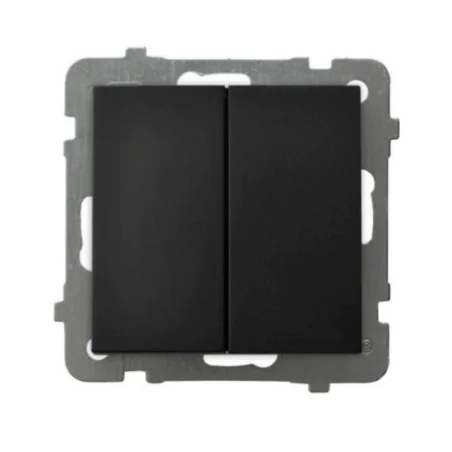 Wylaczniki-podwojne - włącznik podwójny świecznikowy klasyczny czarny metalik do ramek serii as ospel łp-2g/m/33 