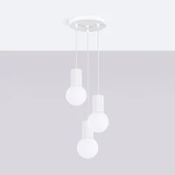 Lampy-sufitowe - lampa wisząca oprawa sufitowa 3 białe kule halo 3p biała sollux sl.1710 