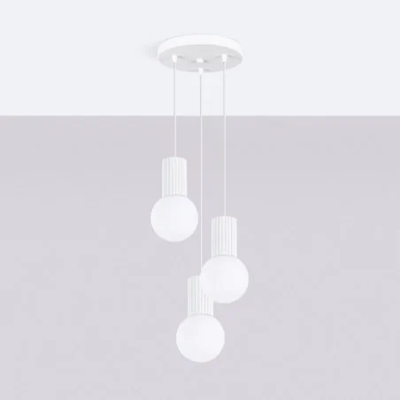 Lampy-sufitowe - lampa wisząca oprawa sufitowa 3 białe kule halo 3p biała sollux sl.1710 