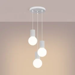 Lampy-sufitowe - lampa wisząca oprawa sufitowa 3 białe kule halo 3p biała sollux sl.1710 