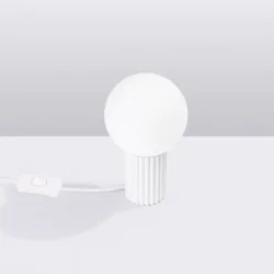 Lampki-biurkowe - lampa biurkowa  kula loftowa na stolik halo biała sollux sl.1711 
