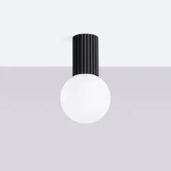 Plafony - plafon łazienkowy lampa kula sufitowa halo czarny ip44 sollux sl.1713 