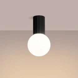 Plafony - plafon łazienkowy lampa kula sufitowa halo czarny ip44 sollux sl.1713 