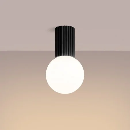 Plafony - plafon łazienkowy lampa kula sufitowa halo czarny ip44 sollux sl.1713 