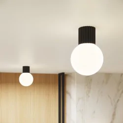 Plafony - plafon łazienkowy lampa kula sufitowa halo czarny ip44 sollux sl.1713 