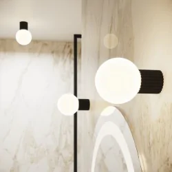 Plafony - plafon łazienkowy lampa kula sufitowa halo czarny ip44 sollux sl.1713 