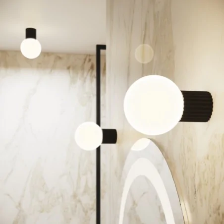 Plafony - plafon łazienkowy lampa kula sufitowa halo czarny ip44 sollux sl.1713 