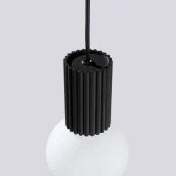 Lampy-sufitowe - lampa wisząca mleczna kula z czarną podstawą halo 1 czarna sollux sl.1714 