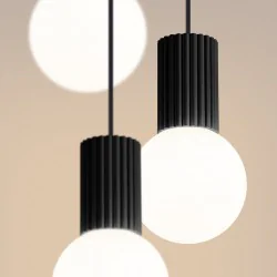 Lampy-sufitowe - lampa wisząca czarno białe 3 kule halo 3p czarna sollux sl.1715 