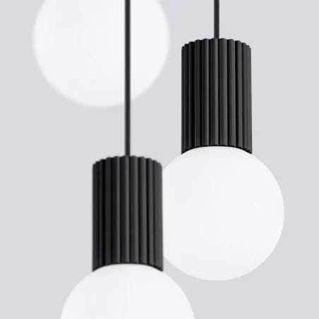 Lampy-sufitowe - lampa wisząca czarno białe 3 kule halo 3p czarna sollux sl.1715 