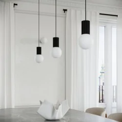 Lampy-sufitowe - lampa wisząca czarno białe 3 kule halo 3p czarna sollux sl.1715 