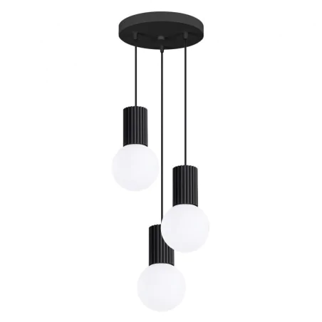 Lampy-sufitowe - lampa wisząca czarno białe 3 kule halo 3p czarna sollux sl.1715 